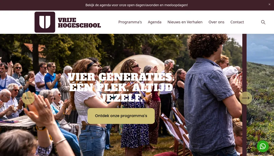 Vrije Hogeschool website