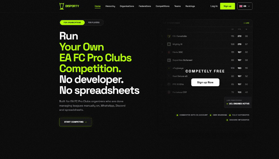 Disporty esports competition platform