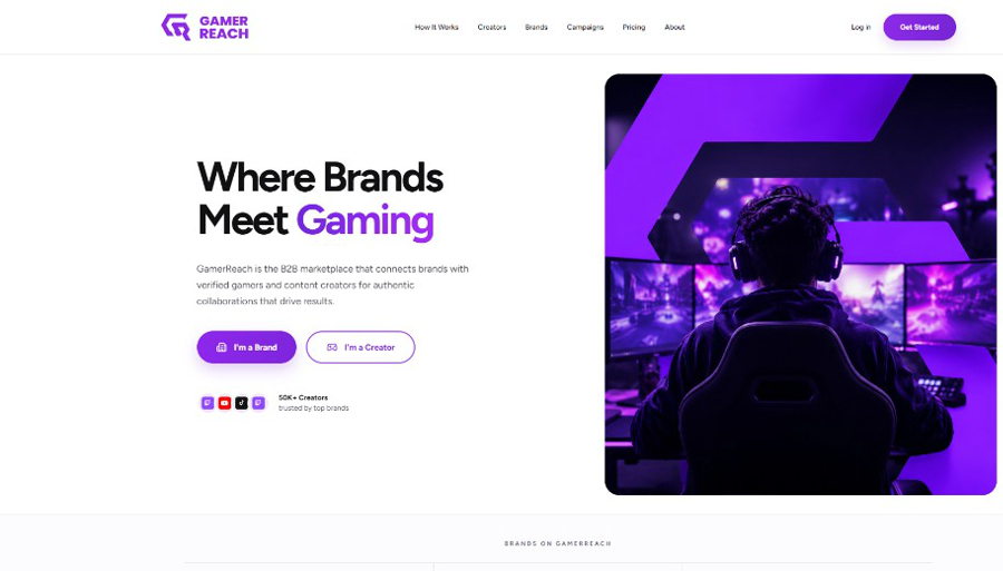 GamerReach creator marketplace website