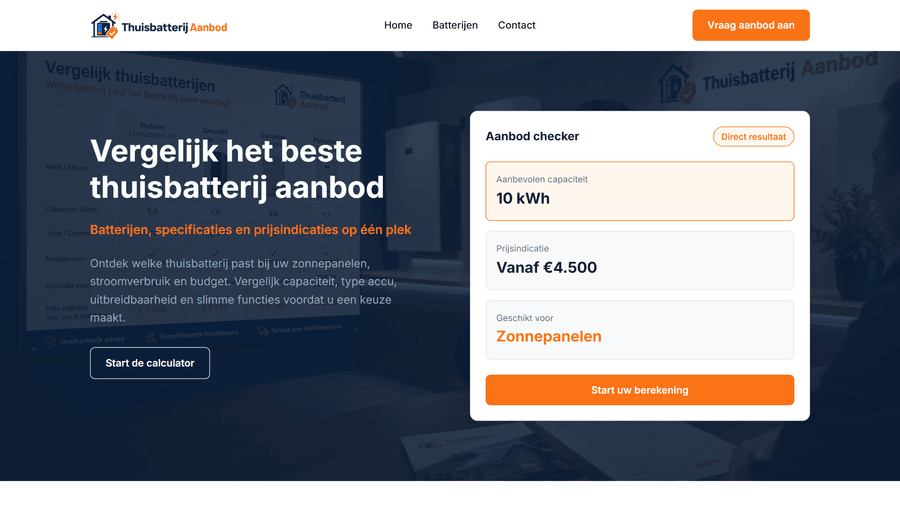 Thuisbatterij Aanbod website